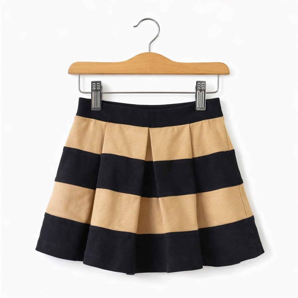 Janie and Jack Striped Skirt Black Tan Pleated Girls Size 5T Classic Preppy